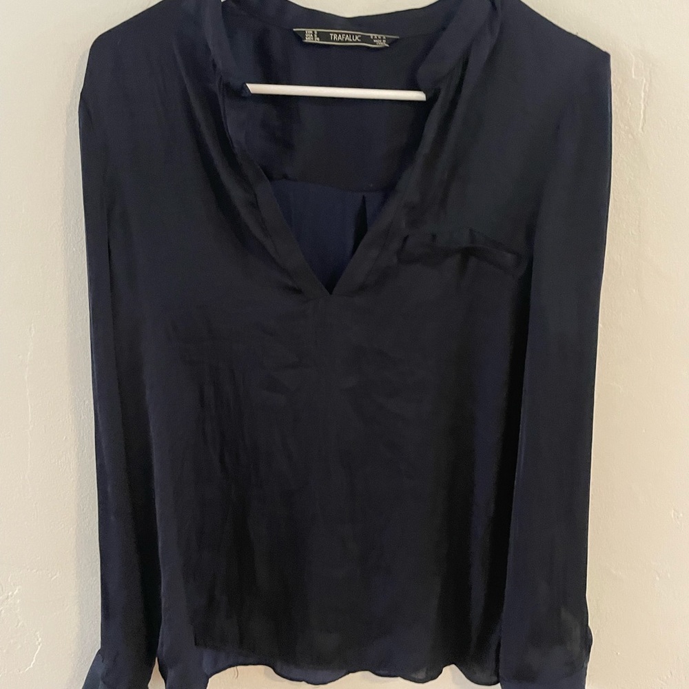 Zara navy blue blouse